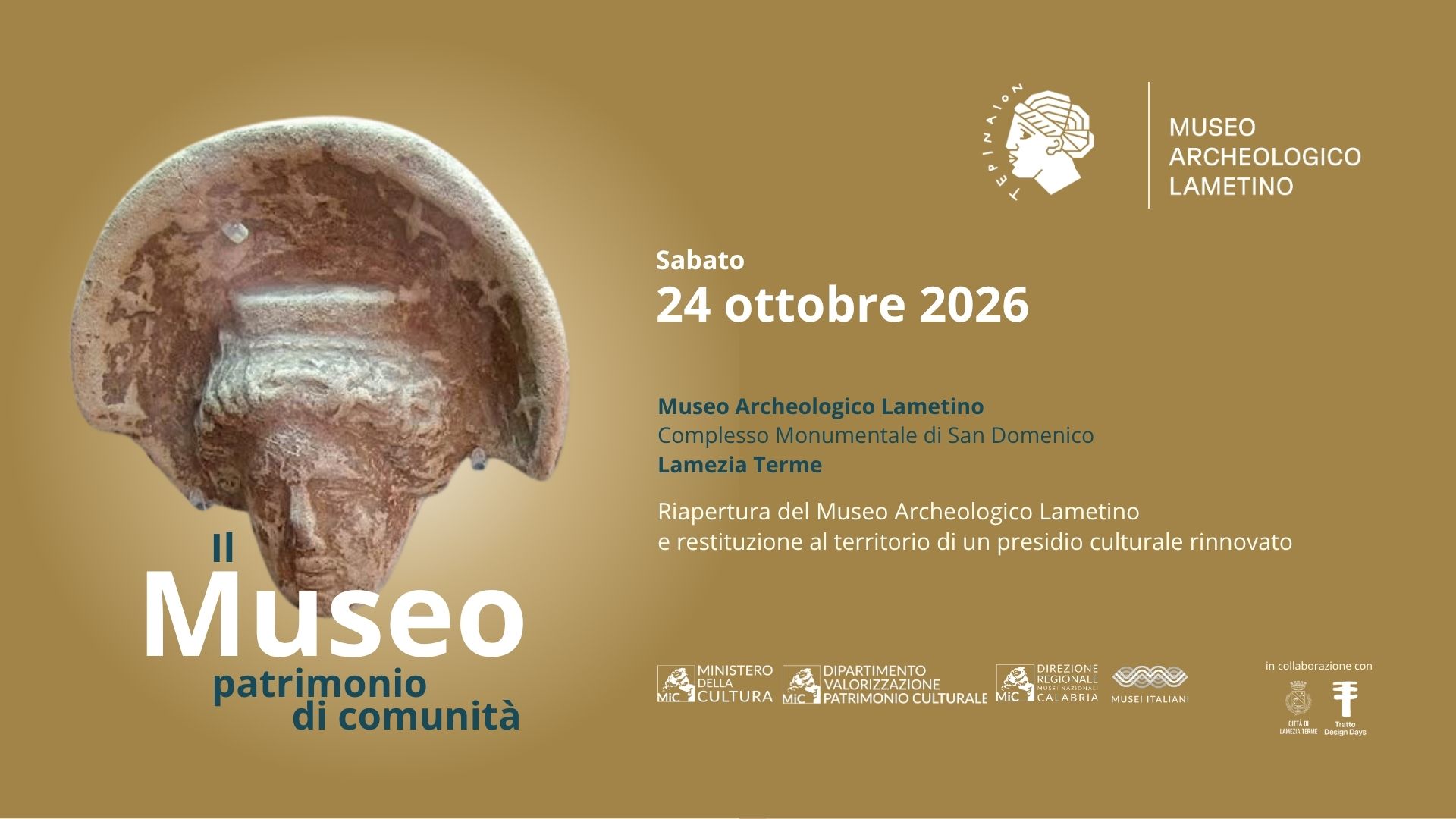 Il Museo patrimonio di comunità.  Riapertura del Museo Archeologico Lametino.